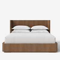 FERLY Meubles de chambre à coucher modernes personnalisables, lit capitonné king size, cadre de lit en bois de chêne, lit d'hôtel avec garantie de 2 ans