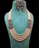 Ensemble collier et boucles d'oreilles en laiton plaqué or, perles, idéal pour mariages, fiançailles, anniversaires, fêtes et usage quotidien – Meilleures ventes