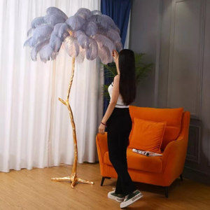 Lampadaires couleur corail décoration salon argent comptant Fengshui or jeune arbre lampes branche autruche plume <span class=keywords><strong>lampadaire</strong></span> - Product Image 4