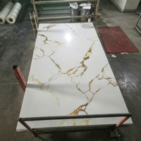 Nouvelle Arrivée Plaque PVC UV Effet Marbre Brillant Moderne 1220x2440 2.5mm 3mm Étanche pour Maison, Bureau et Centre Commercial