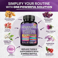 Complément alimentaire pour la peau Trans NAD+ Resvératrol et Berbérine Nicotidamide Y Acide hyaluronique Myrtille 500mg Capsules NAD