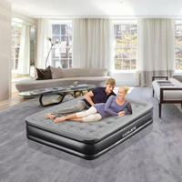 Matelas Gonflable Queen Size surélevé avec Pompe Électrique Intégrée, Lit d'Air en PVC Floqué Portable pour la Maison, les Invités et le Camping