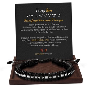 Nouveau bracelet en cuir tressé à la main à trois couches avec pierre naturelle, motif <span class=keywords><strong>code</strong></span> <span class=keywords><strong>Morse</strong></span> - Product Image 6