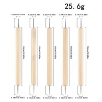 Lot de 5 pinceaux à ongles professionnels avec manche en métal et manche en bois pour manucure et stylo à points pour nail art