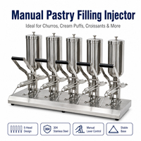 Injektor Pengisi Krim Manual Baja Tahan Karat 304 dengan 5 Nozzle, Mesin Pengisi Krim untuk Churros, Croissant, dan Penggunaan di Toko Roti