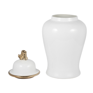 Vaso Decorativo in Ceramica con Finale a Forma di Leone Dorato per Soggiorno o Ufficio - Product Image 3