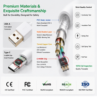 Kabel Pengisian Cepat 65W USB a ke Type C Kompatibel VOOC dengan Chip E-Marker, Kabel Jalinan, Pasokan Pabrik OEM ODM