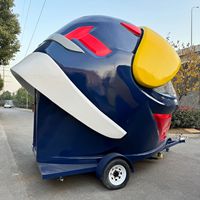 Kiosque à café mobile en forme de casque avec cuisine complète, chariot à hot-dogs, glaces, bonbons et chips pour marchés de snacks en plein air