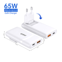 Chargeur mural rapide GaN 65W pour téléphone portable Tommox, prise EU pliable, type USB C, chargeur rapide pour Macbook, iPad, Apple, iPhone