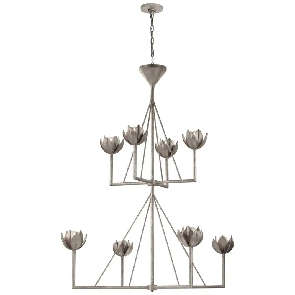 Candelabro de rama moderno, luces colgantes, edificio dúplex, luz minimalista, sala de estar de lujo, escalera para el hogar, candelabro de dos niveles