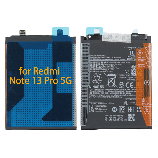OEM Replacement BM5V Lithium-ion Polymer Battery 5100mah Cell Phone Battery for Redmi Note 13 Pro 5G