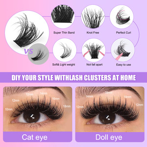 Großhandel Wimpern-Cluster-Sets mit 3D-Effekt, DIY, individuelles Logo verfügbar, Wimpernverlängerungs-Kit mit Kleber und Pinzette - Product Image 5