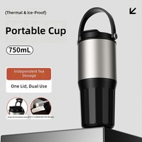 Gourde portable en acier inoxydable avec double ouverture en céramique, bouteille isotherme haut de gamme grande capacité