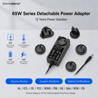 Fuente de Alimentación Conmutable Desmontable de 65 W, 5 V, 9 V, 12 V, 15 V, 19 V, 24 V, 36 V, 48 V, 1 A, 2 A, 3 A, 4 A, 5 A, 6 A, Adaptador de Corriente Intercambiable de CA a CC