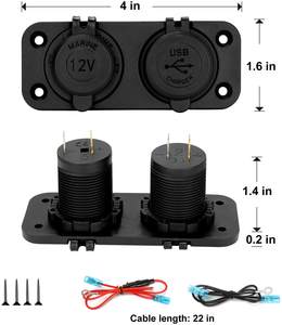 Chargeur <span class=keywords><strong>USB</strong></span> <span class=keywords><strong>double</strong></span> QC3.0 12v avec adaptateur de <span class=keywords><strong>prise</strong></span> de lumière de cigarette pré-câblé pour bateau de camping-car marin - Product Image 3