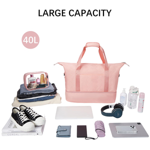 Large Travel Duffle <b>Bag</b> <b>with</b> 40L Capacity <b>Shoe</b> <b>Compartment</b> Trolley Sleeve Multiple Pockets-Ideal for <b>Weekender</b> Sport Gym Use - Product Image 5