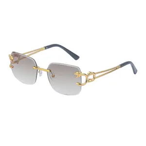 2024 Frameless Sunglasses Men Women Fashion Rimless Luxury Square Sun Glasses For Men