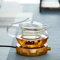 Théière en verre borosilicate de haute qualité avec infuseur, poignée unique, portable, transparente, petite bouilloire pour le thé, faite à la main, à parois épaisses