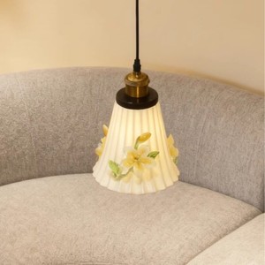 Lámpara colgante de cerámica vintage, lámpara Led redonda de un solo cabezal para techo del hogar, iluminación para pasillo y dormitorio de estilo del sudeste asiático - Product Image 4