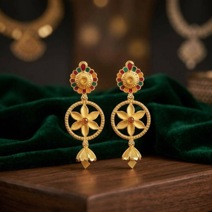 Wholesale 14K 18K 24K Micron Gold Plated Forming Earrings Traditional <b>Floral</b> Design Bridal Earrings Set Fashion Dangle Earrings - Product Image 5