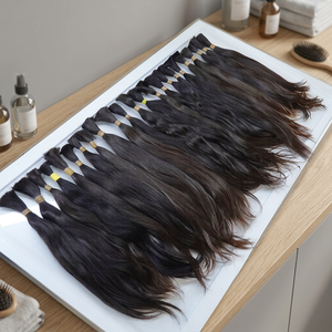 HAIR4WIG Extensions de cheveux humains vierges brésiliens en vrac 150-300g Trame simple Pointes pleines Prêt à la permanente Toutes les couleurs Style 2 paquets - Product Image 4
