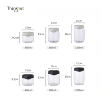 Thankhot grosir toples penyimpanan dapur kaca, perlengkapan dapur tutup kayu warna bambu kedap udara untuk biji kacang buah