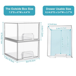 Hot Selling clear <b>Stackable</b> Room Organization Acrylic <b>Storage</b> <b>Drawers</b> With Lid - Product Image 1