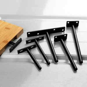Concealed Partition <b>Bracket</b> T-Shaped <b>Black</b> Iron Shelf Support 3 4 5 Inch Wall Mount Hardware For Partition - Product Image 1
