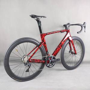 Juego completo de ruedas de carbono para bicicleta de <span class=keywords><strong>carretera</strong></span>, juego de ruedas de carbono Ultegra R8020, freno de disco de cable oculto completo con ondulación de agua roja - Product Image 2