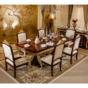 Bộ bàn ăn và ghế gỗ chạm khắc phong cách Rococo, bàn ăn hình chữ nhật sang trọng - Product Image 2