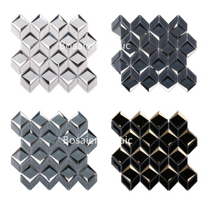 Di lusso 3D diamante mosaici a specchio piastrelle irregolare a getto d'acqua hexagon nero e oro mosaico di vetro - Product Image 6