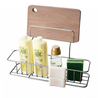 Support de rangement pour évier de cuisine en acier inoxydable antirouille avec panier égouttoir pour éponge et support pour planche à découper