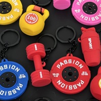 Accessoires de mode pour sacs de sport : Porte-clés en PVC souple, pendentifs mini haltères, haltères, kettlebells et porte-clés de gym