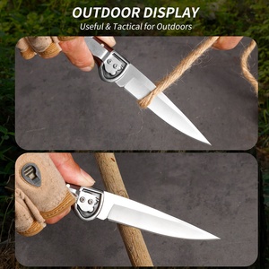 Survival avcılık katlanır bıçak Push Button tarzı paslanmaz çelik bıçak köpek çelik kafa hayvan Bolster savaş bıçak köpekler için - Product Image 3