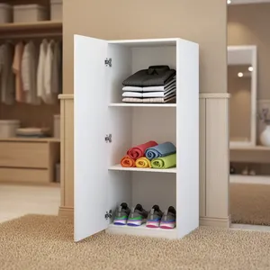 White Tall <strong>Storage</strong> <strong>Unit</strong> 1 Door <strong>Wardrobe</strong> with Shelves for Clothes, Shoes &amp; Daily Essentials - Product Image 2