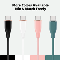 Kabel USB C ke USB C WISTAR dengan Logo Kustom 60W, 1M, Kabel Silikon 60W, Kecepatan Pengisian Cepat, Kabel Data Kompatibel