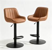 Chaise de bar moderne en cuir, légère, durable et écologique, avec pieds en fer, pour usage commercial dans les bureaux à domicile et les hôtels