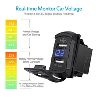 Chargeur de voiture double USB 5V/4.2A avec voltmètre, prise de charge rapide 12V/24V pour bus, bateau, marine, camion
