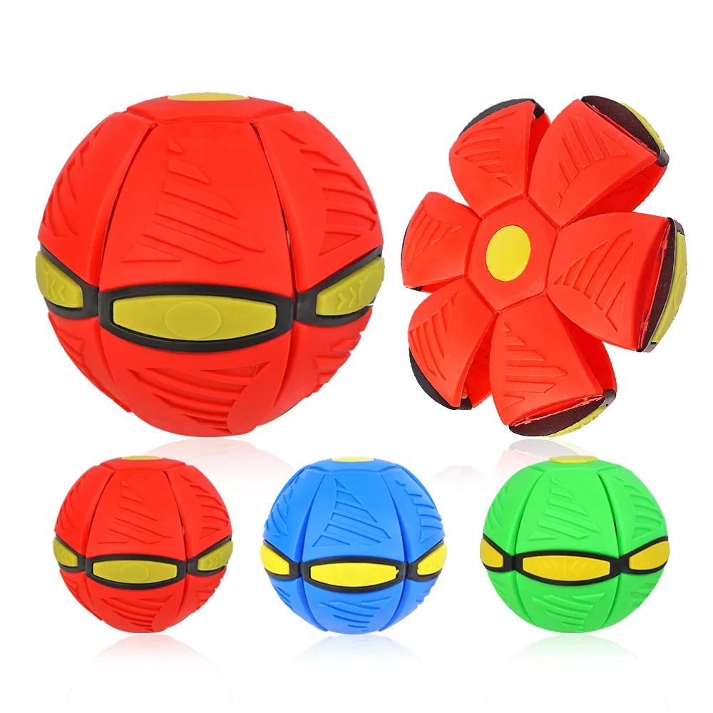 New arrival Flying UFO Flat Throw Disc Deformation Ball Flash LED Flying Saucer ball kids Outdoor Sports Toys