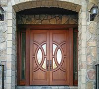 Porte d'entrée à pivot en bois massif avec porte principale Sidelites Porte de maison populaire en bois noir