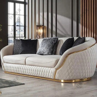 Ensemble de canapés droits en velours style crème européen, en cuir véritable, avec rembourrage en éponge haute densité pour salon et appartement