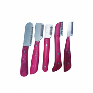 Ensemble de couteaux à dénuder en acier inoxydable durable avec poignées en bois Outils de toilettage pour animaux de compagnie - Product Image 1