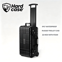 Valise rigide en plastique à roulettes étanche IP67 de 22 pouces avec mousse pour le rangement de drones, valise trolley robuste, fourniture d'usine OEM ODM