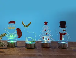Kanlong Trang Trí Giáng Sinh 9Cm Đèn Nhấp Nháy Hình Cây Tuần Lộc Ông Già Noel Vẽ Nhiều Màu Bằng Acrylic Mini Đèn Ngủ Led Có Đế - Product Image 5