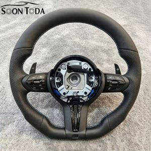 Volant de voiture en cuir à fond plat pour <span class=keywords><strong>BMW</strong></span> I20 M3 M4 M5 M6 F30 F10 F15 <span class=keywords><strong>118d</strong></span> F36 F01 F20 F22 F25 F31 F32 F34 F32 F82 M4 - Product Image 1