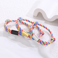 Bracelet en corde tressée faite à la main Bracelet de couple en acier inoxydable coloré simple pour femmes hommes