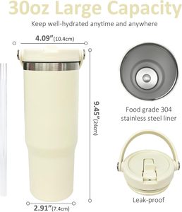 Customize 20oz 30oz Regular Tumbler Double Wall Coffee Cup Insulated Car Beer Travel Coffee <b>Mug</b> with Handle Lid and Straw - Product Image 3
