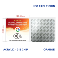 Carte de membre autocollante en acrylique imprimée NFC RFID avec code QR, étanche, mini-étiquette, carte de visite, affichage des commentaires clients, hôtel