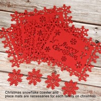 Ensemble de 8 napperons de table flocon de neige et sous-verres de boissons napperons de noël tapis de tasse pour table à manger
