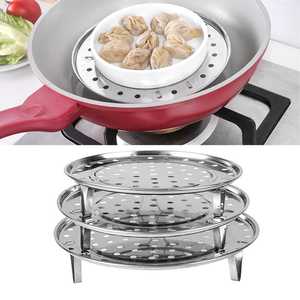 Acciaio inossidabile rotondo cremagliera a vapore supporto per gnocchi vassoio a vapore ripiano per alimenti a tre gambe utensili da cucina rimovibile Steami - Product Image 4